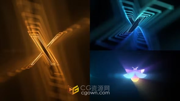 AE模板-发光线条轮廓描边重影叠加动画LOGO片头