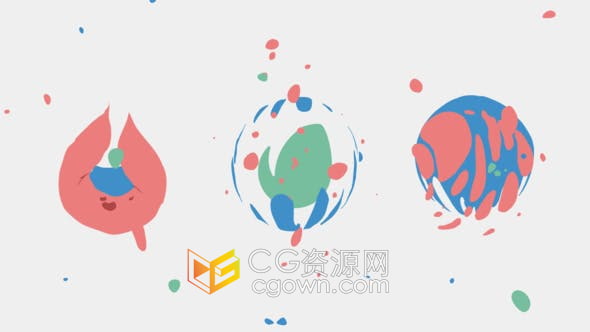 AE模板-可爱卡通风格彩色动画液体fx有趣闪光标志LOGO片头