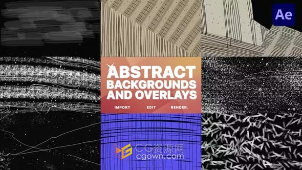 AE模板-手绘纹理彩色笔触艺术感复杂图案抽象背景叠加元素