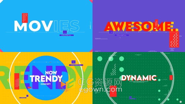 AE模板-动态排版大标题图形元素动画介绍宣传视频片头