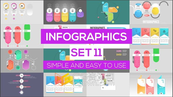 AE模板-3D信息图表模板用于宣传公司业务分析图形动画