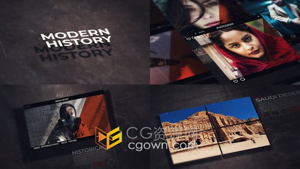 AE模板-现代风格与复古摇滚风格相结合介绍视频播放动画