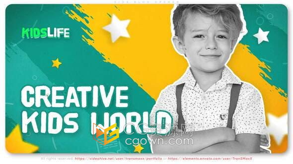 AE模板-通用有趣的青少年游乐场幼儿园学校广告宣传片儿童成长相册