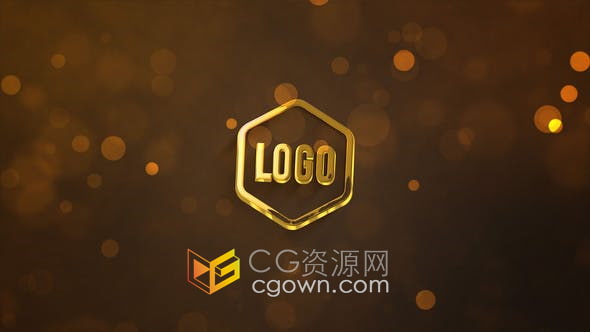 AE模板-4K大气散景耀斑背景3D光面阴影动画深金色标志LOGO片头