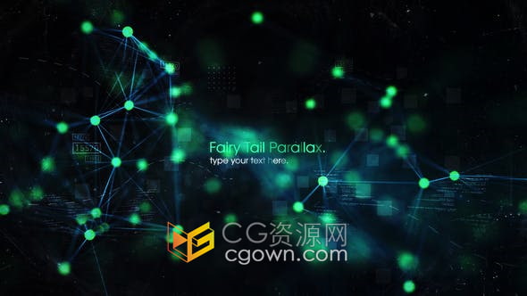 AE模板-抽象视差发光点线连接粒子动画科技医学标题预告片