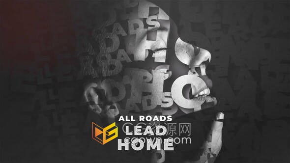 AE模板-3D黑白文本云相间艺术剪影草图效果展示人物肖像宣传标语