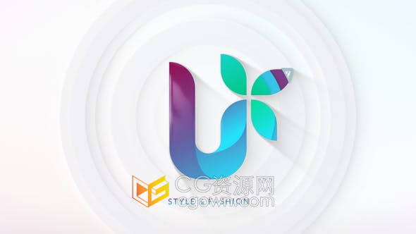 AE模板-干净时尚优雅设计线条生长挤压冻结光泽感标志动画