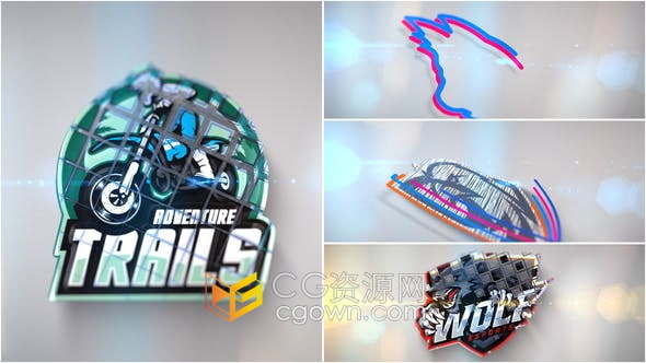 AE模板-简约大气光泽感3D线条草图标志展示动画