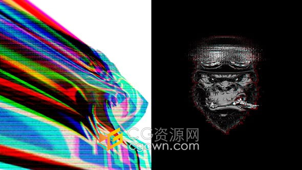 AE模板-强大拉伸变形扭曲故障标志LOGO片头