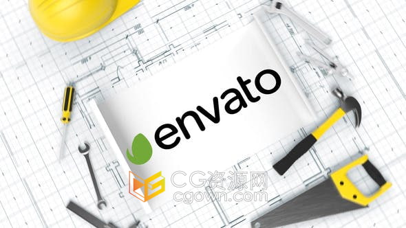 AE模板-房地产工业建设图纸绘制建筑蓝图标志LOGO动画