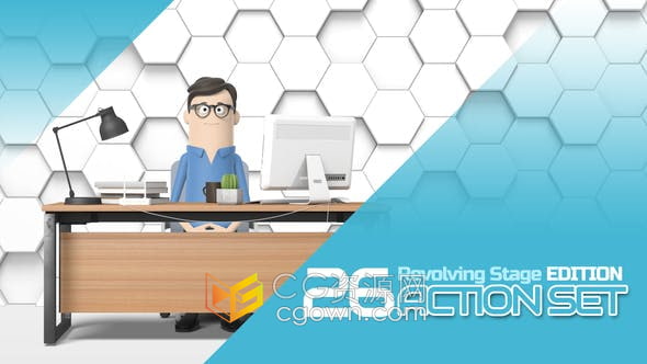 AE模板-26个3D卡通漫画人物角色办公商务解说产品介绍业务演示