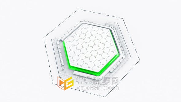 AE模板-三维科技感创意几何六边形蜂窝动画HUD标志LOGO片头