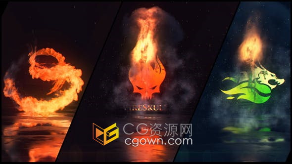 AE模板-富有能量热气烟雾火焰效果标志LOGO动画