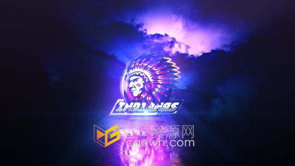 AE模板-史诗霓虹灯反射强大风暴火花粒子标志展示