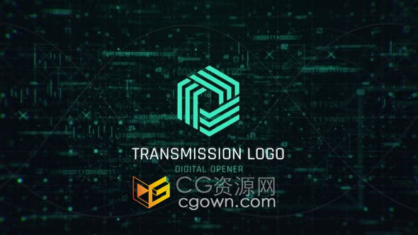 AE模板-信号传输计算机代码高科技数字网络技术标志LOGO片头