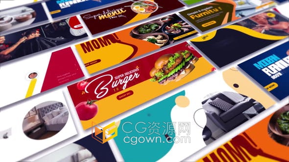 AE模板-社交媒体平台在线商店广告营销宣传公司企业主页封面动画展示