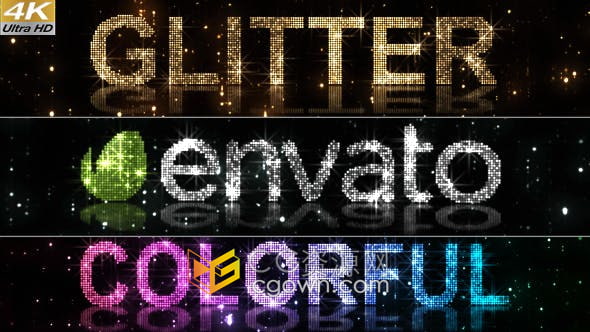 AE模板-4K光彩闪耀钻石标志动画LOGO片头