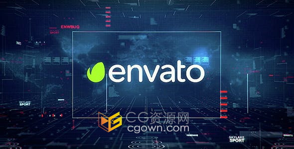 AE模板-现代高科技信息全息界面视差效果计算机科技新闻包装片头