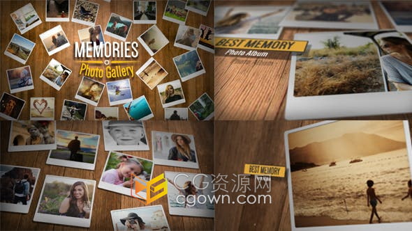 AE模板-木板背景漂亮艺术照片墙动画演示时尚电子相册