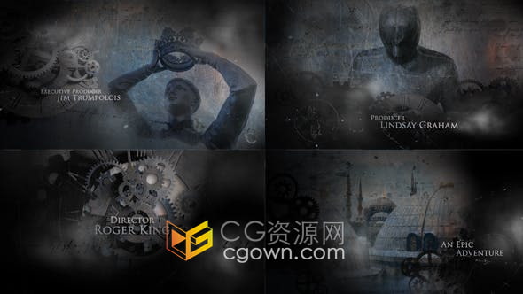 AE模板-时间机械和齿轮元素视差烟雾特效制作神秘调查档案历史教育纪录片