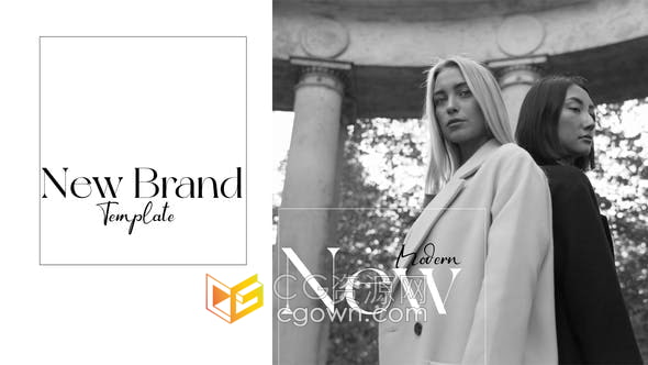 AE模板-经典简约黑白时尚开场视频现代美容杂志服装珠宝品牌包装片头