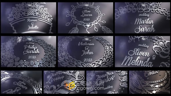 优雅花纹3D文字标题动画制作-AE模板下载