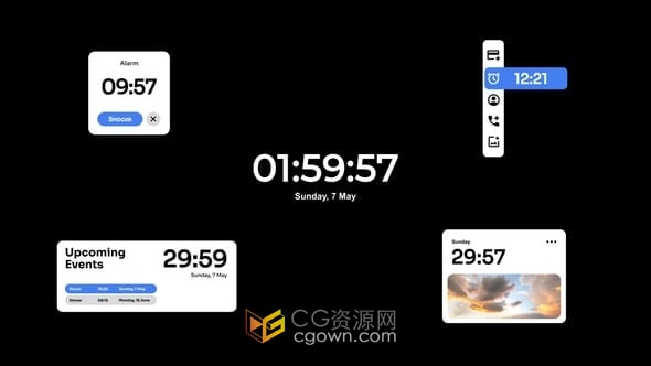 5个场景和图像倒计时和计时器After Effect模板
