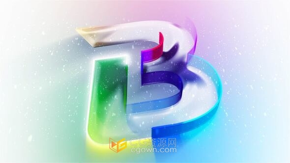 AE模板-冬季雪花飘落动画场景多彩发光标志动画展示