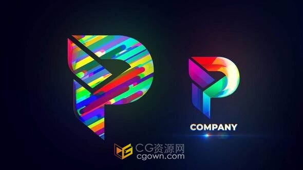AE模板-明亮五彩光线动画演绎企业标志片头片尾LOGO