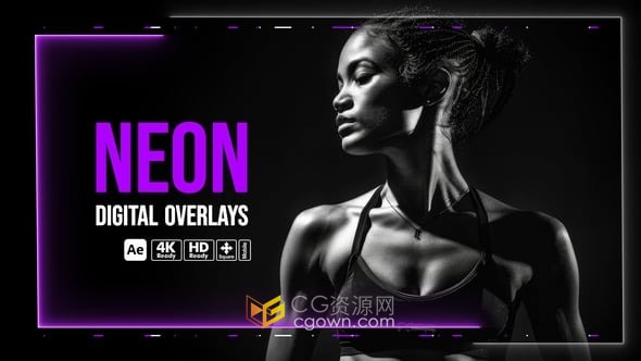 动态美学霓虹灯分形灯光线条叠加元素下载-AE模板