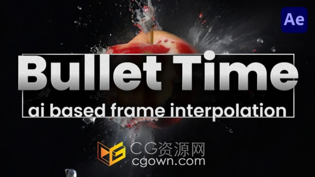 Mac版本AE插件Bullet Time v1.1.8人工智能AI双帧插值插值子弹时间慢动作特效