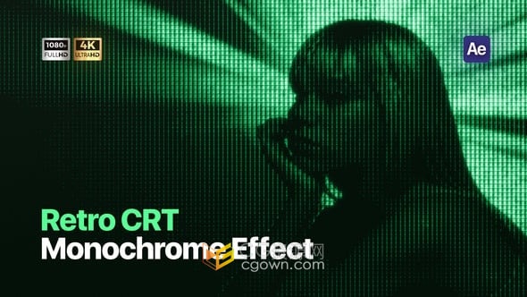 复古单色显示器叠加效果AE模板Retro CRT Monitor FX