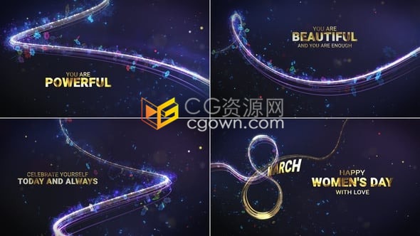 AE模板妇女节视频片头三月女性活动宣传视频