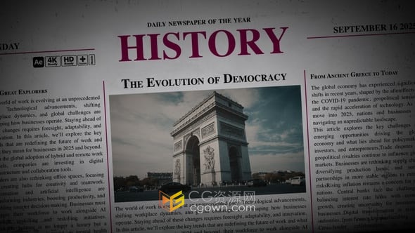 适用多种分辨率24个报纸叠加覆盖层8个类别报纸遮罩效果-AE模板