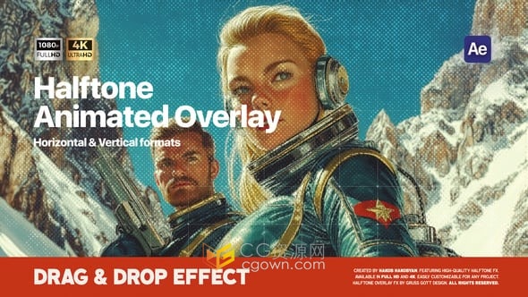 动态半径纹理复古印刷镜头老式漫画定格效果叠加-AE模板