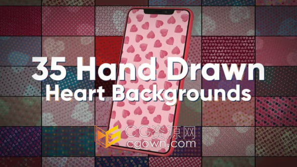 35款手绘心形图案纹理动画背景视频素材-AE模板