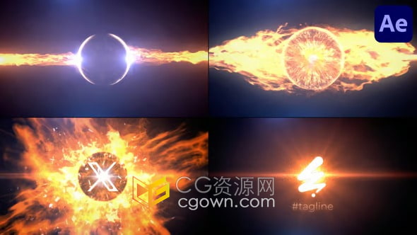 火焰爆炸场景演绎LOGO视频片头-AE模板下载