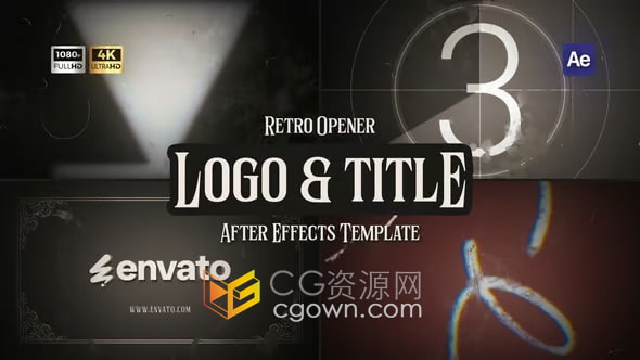 复古扫描动画倒计时开场10秒倒数视频片头-AE模板