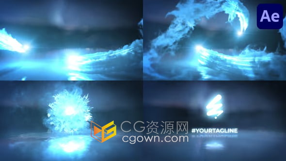 发光粒子能量爆发碰撞爆炸特效LOGO动画视频-AE模板