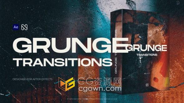 复古破旧划痕效果视频转场过渡特效AE模板Grunge Transitions