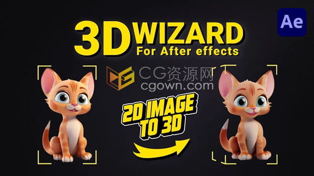AE脚本3D Wizard V1.3.3人工智能将2D图像转换成3D模型效果