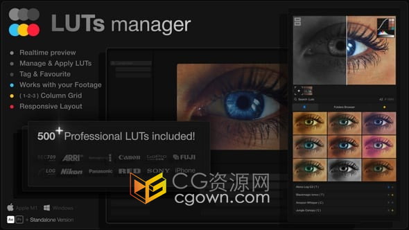 500个专业视频调色预设包LUTs Manager AE&PR模板