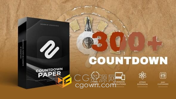 纸张主题设计动画活动开幕倒数截止日期倒计时视频-AE脚本模板预设包