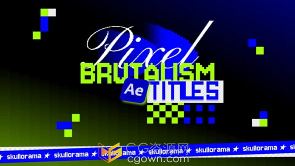 节奏的闪烁效果像素化野蛮风格15个标题动画-AE&PR模板