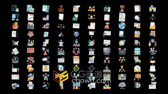 100个创业和商业企业公司类型图标动画-AE模板