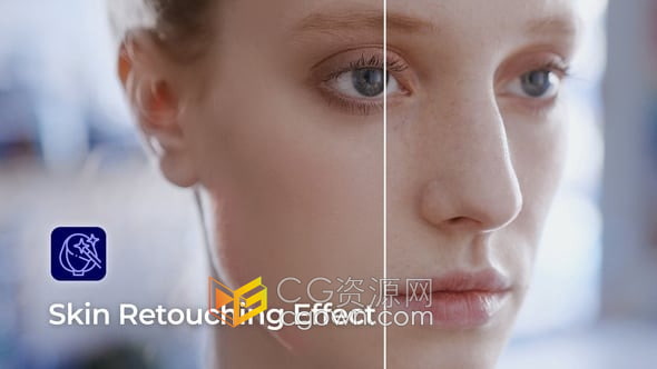 美肤美颜效果皮肤修饰祛斑美容化妆前后对比动画叠加元素-AE模板