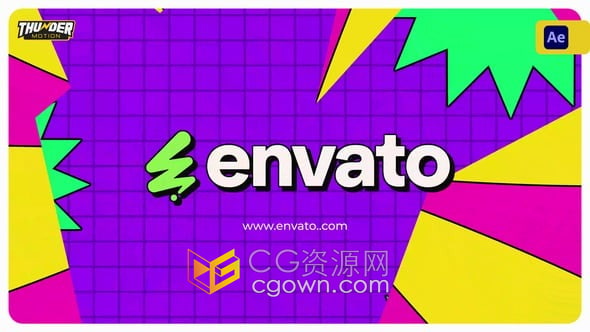 AE模板-卡通漫画风格活力幽默嬉戏的小故障效果图形logo动画