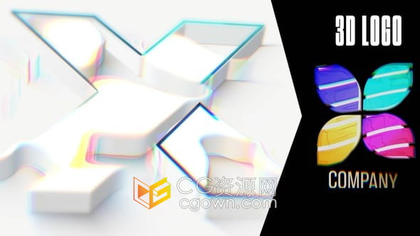 明亮彩色3d效果企业品牌片头片尾logo动画-AE模板
