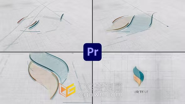 PR模板-3D建筑工程素描纸展示工业风标志线条动画绘图LOGO