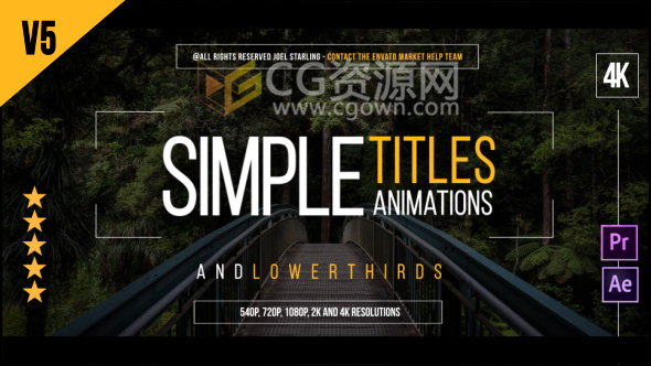 AE/PR模板共30组4K字幕文字标题动画预设工程下载